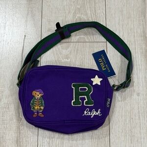 Ralph Lauren Polo Bear Purple and Green Crossbody Camera Bag Purse